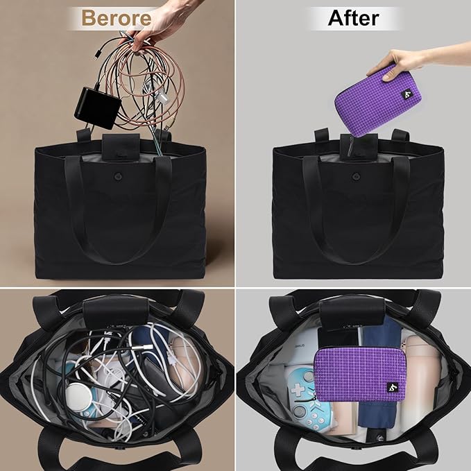 SIMTOP Cord Organizer Travel Small Tech Bag Pouch Case for Cords, Charger, Hard Drive, Power Bank – Water-Resistant Electronics Organizer, Small Portable Gadget Case for Travel