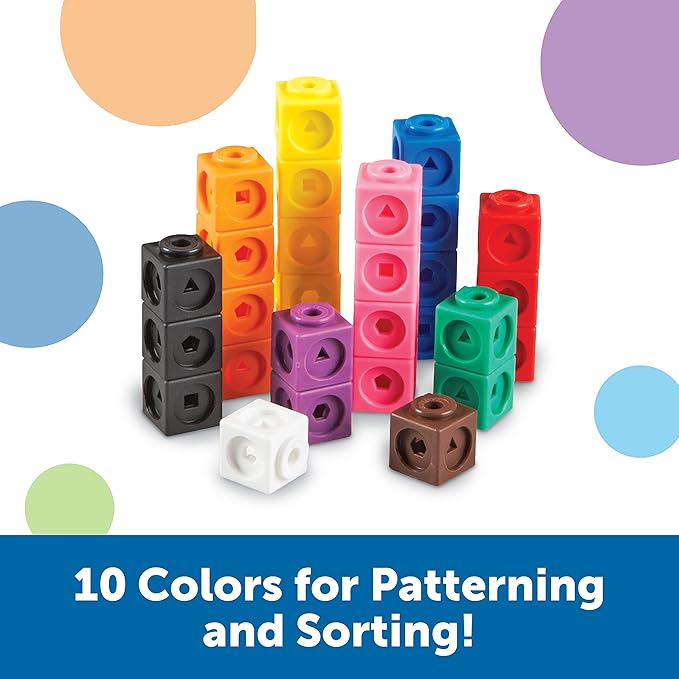 Learning Resources MathLink Cubes - Set of 100 Cubes, Ages 5+ Kindergarten, STEM Activities, Math Manipulatives, Homeschool Supplies, Teacher Supplies
