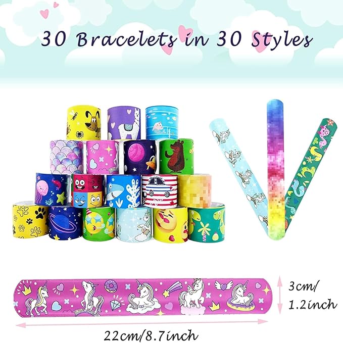 30 PCS Slap Bracelets Kids Party Favors,Bulk Emotions Camouflage Leopard Print Snap Bracelet Party Favors Supplies for kids&teens Gifts Teacher Classroom School Favors Prizes Christmas Gift