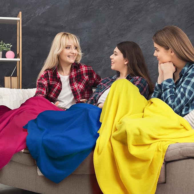 Kinlop Fleece Blanket Bulk 60 x 50 Inch Soft Lightweight Fleece Cozy Blanket Warm Throw Plush Pet Throw for Bed Couch Sofa Home Office Wedding Gifts Travel Camping(Vibrant Color,40 Packs)
