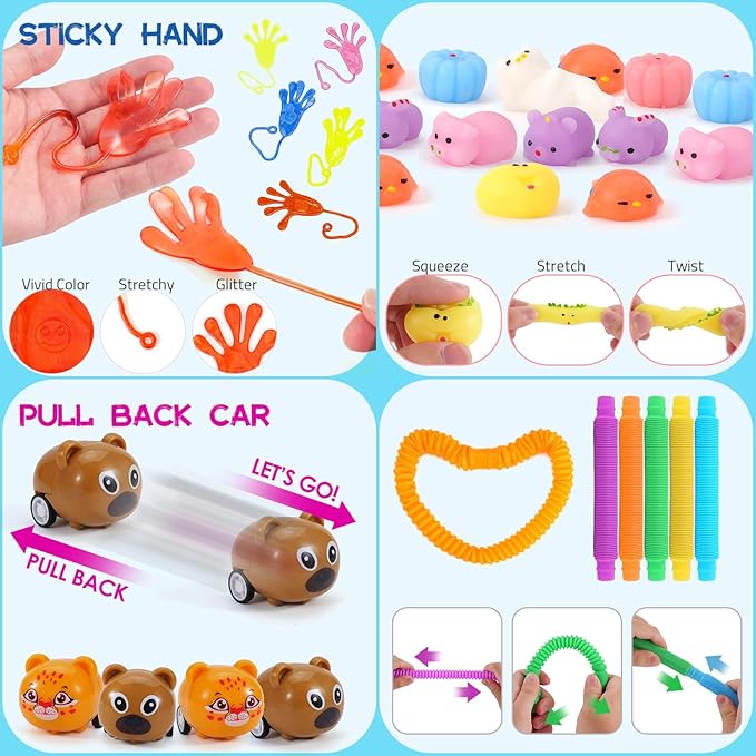 70 Pcs Party Favors for Kids 3-5 4-8 8-12 Treasure Chest Carnival Prizes Box Toys for Classroom, Pinata Filler Goodie Bag Stuffers for Birthday Party, Bulk Small Fidget Toys Pack for Boys Girls