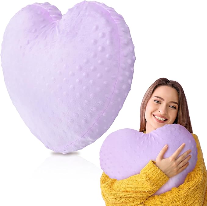 9 lb Sensory Weighted Pillow with Glass Bead Filled Heavy Soft Versatile Hug Body Pillow W/stress Relief for Adults Comfort Relaxation Sleep Valentine's Thoughtful Gift Hear(Purple)