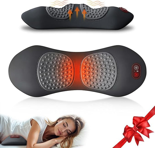 3 in 1 Upadate Rechargeable Electric Lumbar Support Pillow with Adjustable Height for Bed and Chair,Back Massager with Heat,Back Massager for Pain Relief Deep Tissue,Waist Wedge Bolster (Black)