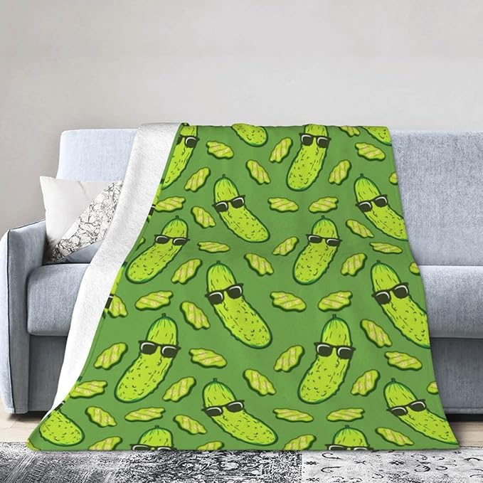 Pickle Blanket for Boys Girls, Cute Pickle Themed Design Printed Throw Blankets for Kids Lap, Chair, Warm Soft Cozy Blanket, 30"x 40"