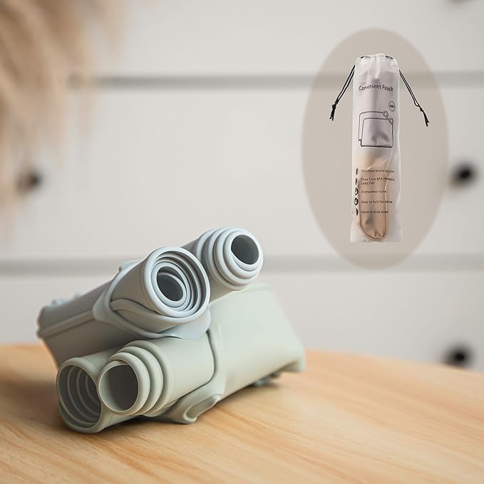 Moonkie Silicone Placemats for Baby & Kid, Stain-Proof Non-Slip Toddler Food Mats Eating Table Mat with 2 Packs(Ether/Sage