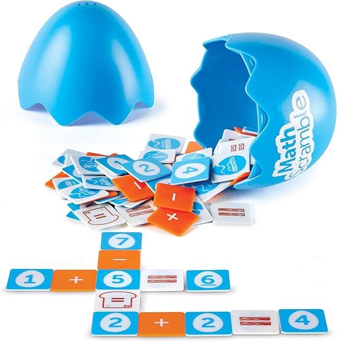 Learning Resources Math Scramble Game,Educational Games for Kids, Math Games for Kids, Early Math Skills, Addition and Subtraction Games, 87 pieces, Ages 5+