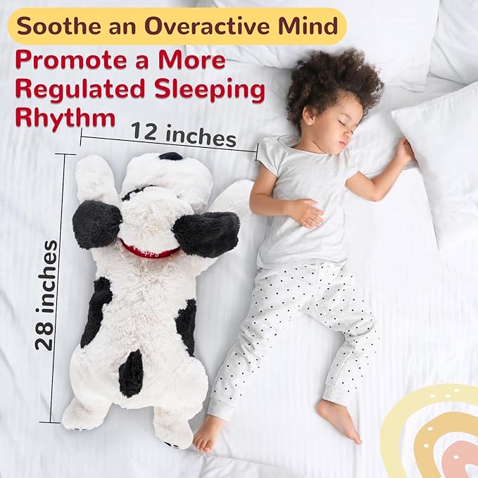 meowtastic Black & White Dog Weighted Stuffed Animals - 28 Inch 5.0 Pounds Weighted Plush Dog Stuffed Animals - Large Stuffed Dog Plush Pillow - Cute Plush Toys Gifts for Kids & Adults (28" 5.0 lbs)