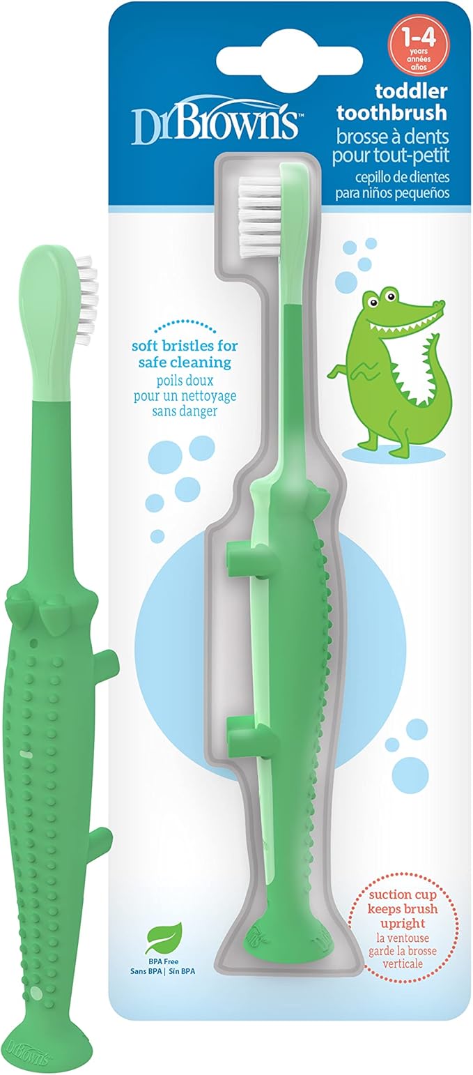 Dr. Brown's Baby and Toddler Toothbrush - Crocodile, BPA Free - Age 1-4Y