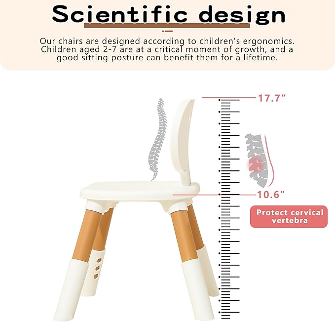 3 Level Height Adjustable Kids Chairs Plastic Preschool Chair Durable and Lightweight Child Chair with a Maximum Load Capacity of 130 pounds Suitable for Day Care, Classroom, and Home (4-Pack Beige)