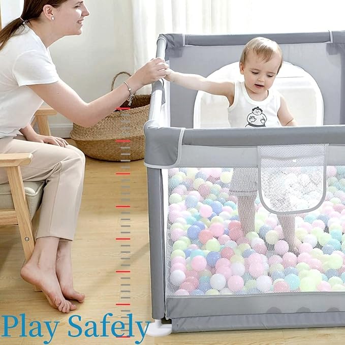 Baby Playpen Extra Large Playpen for Babies and Toddlers, 79"x59" BPA-Free Non-Toxic Play Yard for Baby, No Gaps Safe Indoor & Outdoor Activity Center with Zipper Gate