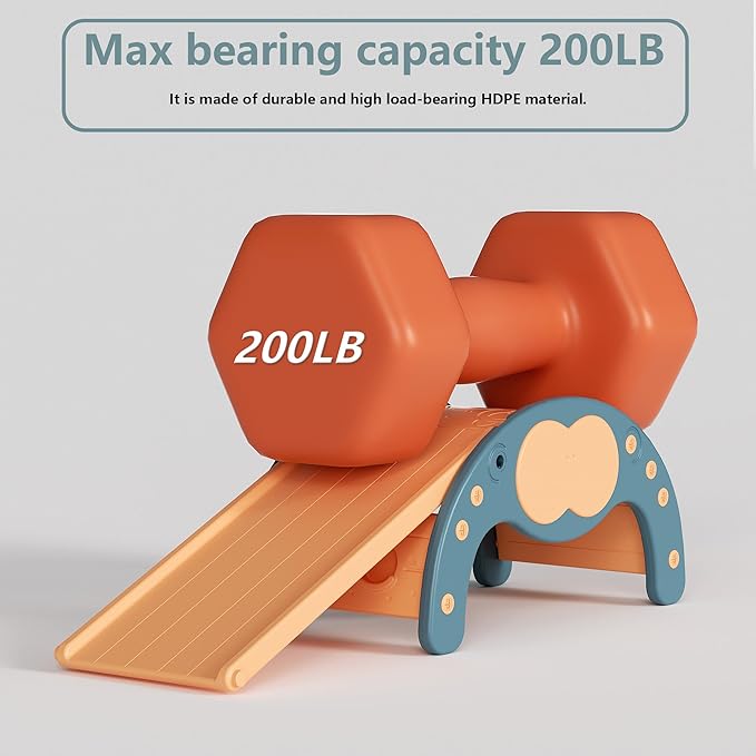 Children's Indoor Climbing Slideway Swing Playground 4-in-1 Function: Slide, Rock Climbing, Balance Board and Cradle Safe and Solid Montessori Toys Blue（1 Climbing Frame+1 Sliding Plate）