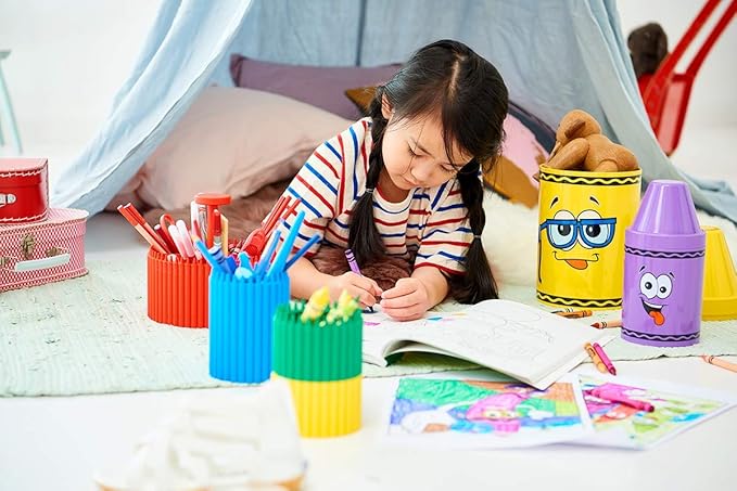 Crayola Crayon Cup for Kids - Colorful Pen, Pencil and Crayon Holder for Creative Kids Desk Organization - Cerulean, Suitable for Kids 3.5 Years and Up