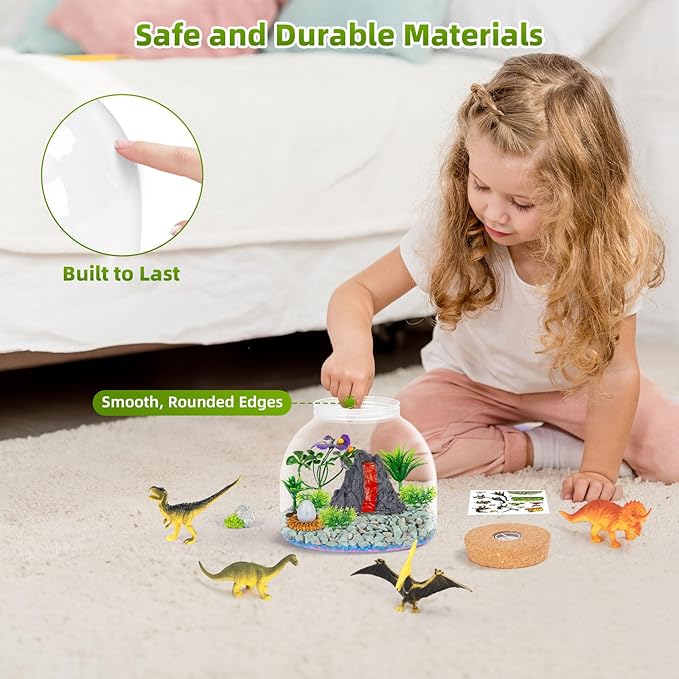 Light Up Terrarium Kit for Kids — Build a Prehistoric Dinosaur Habitat | Dinosaur Toys for Kids, Science Kits, Arts and Crafts for Kids, Boys Toys Ages 4+, Kids Gifts