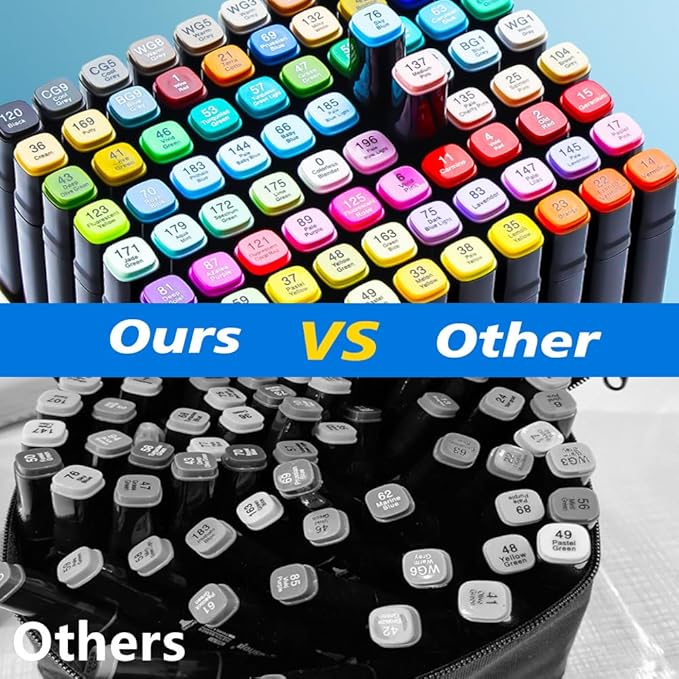 Alcohol Markers 168 Colors Drawing Pens Set Dual Tip Permanent Art Markers for Kids and Adult Gifts-168 Black Shell Refillable