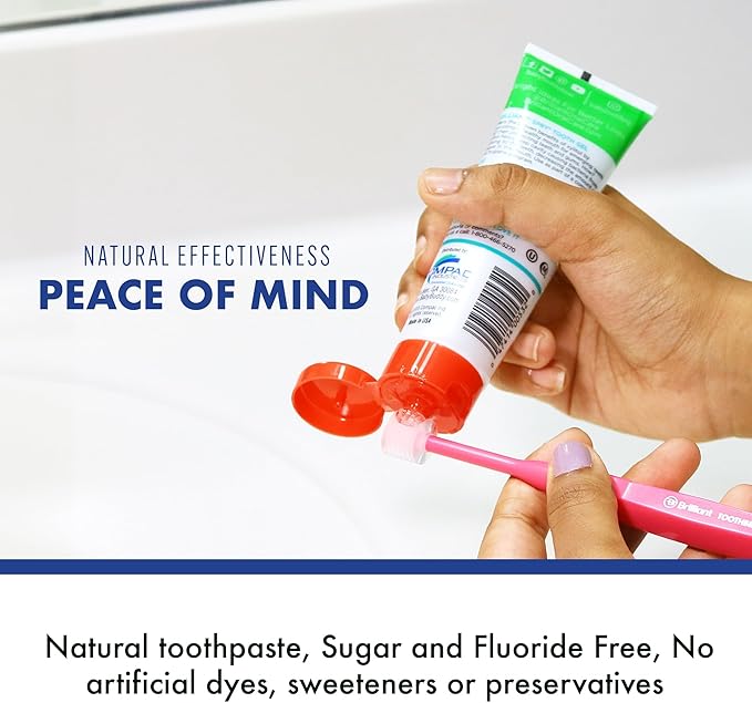 Brilliant Oral Care Kids Fluoride Free Toothpaste, Spry Gel with Xylitol, Strawberry Banana Flavor for Ages 3+ Months, 2 fl oz, 1 Pack