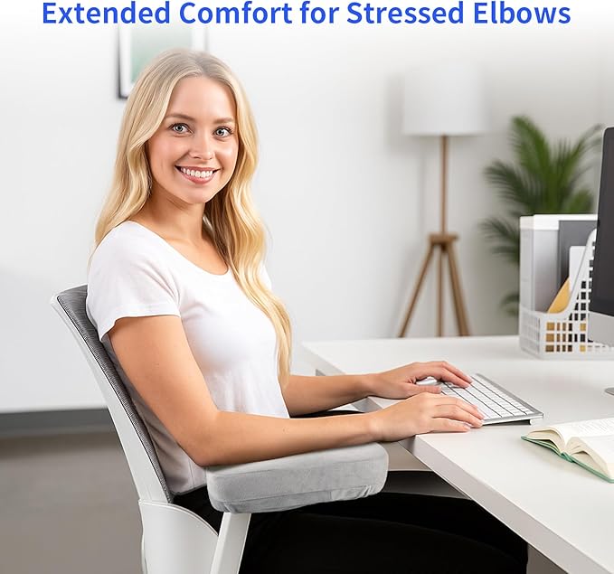 YOUFi Office Chair Arm Pads Extra Soft Velvet Arm Rest Covers for Elbows & Forearms Pressure Relief, Set of 2 Armrest Covers for Desk Chair, Gaming Chair (Gray)