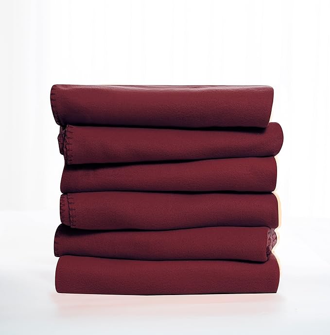 Special SG Glory Fleece Throw Blanket Set Bulk for Travel Kids Outdoor Wedding Pet (Burgundy, Pack of 6 50x60 Inches)