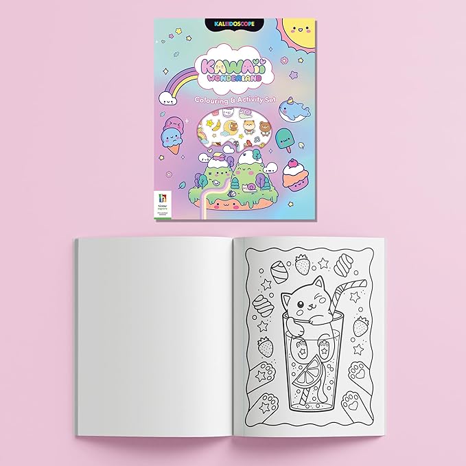 Kaleidoscope: Kawaii Wonderland Coloring & Activity Set - Carrier Functions As A Lap Desk, Kawaii Themed Book & Case, 100+ Stickers, Kids Ages 3+