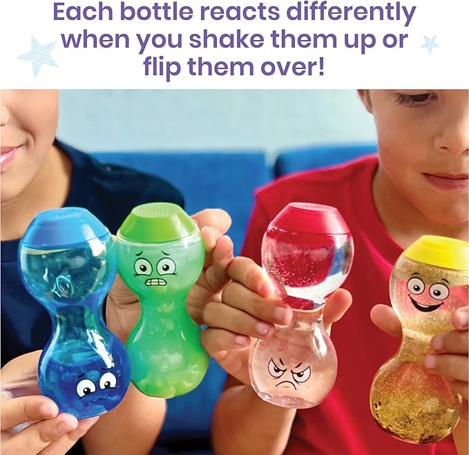 hand2mind Express Your Feelings Sensory Bottles- Primary Emotions, Toddler Sensory Toys, Quiet Fidget Toys, Play Therapy Toys, Calm Down Corner Supplies, Calming Corner, Social Emotional Learning