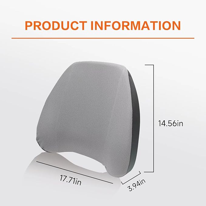 Super Comfy Lumbar Pillow, Lumbar Support Pillow for Back Pain Relief with Adjustable Strap, 100% Memory Foam & Breathable Removable Cover, Ergonomic Design - Softness Back Support Pillow(Gray)