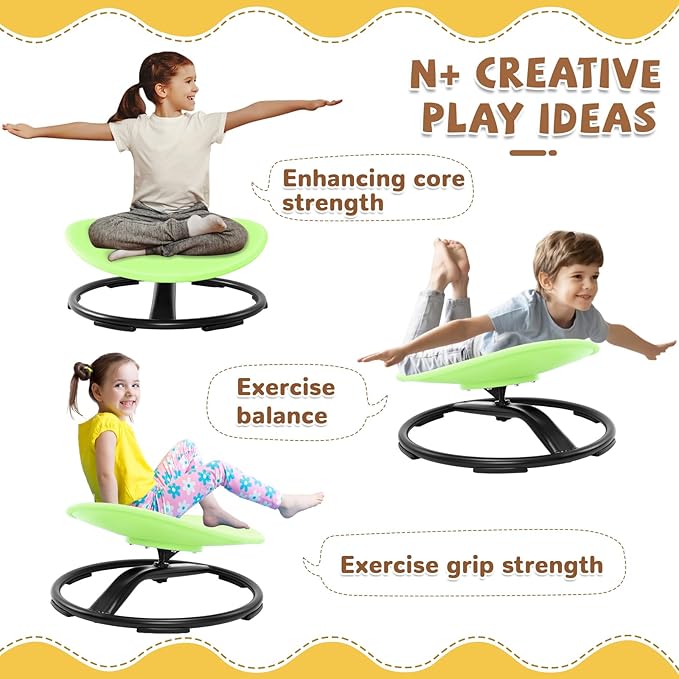 Zhenx Spinning Chair for Kids, Autism Kids Swivel Chair, Kids Sensory Chair, Spinning Chair for Autistic Kids & ADHD Children, Sit and Spin Training Body Coordination (Green)