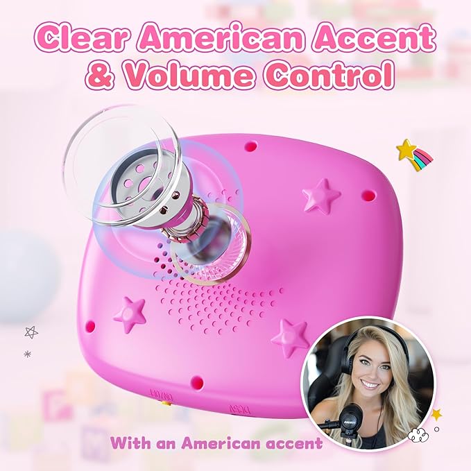 Toddlers Talking Flash Cards with American Accent & 144 Sight Words, Speech Therapy Toys for 3 4 5 6 Years Old Boys and Girls (Pink)