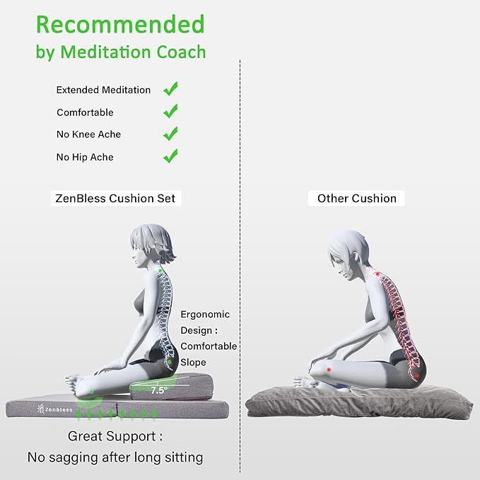 ZenBless Yoga Meditation Cushion Set,Large Square Meditation Floor Pillow, Meditation Mat and Pillow Set for Sitting on Floor,Zafu and Zabuton Accessories(31.5")