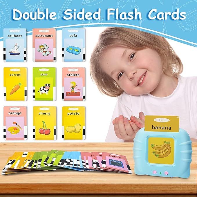 Talking Flash Cards for Todders,Christmas Birthday Gifts for Age 1 2 3 4 5 Years Old.Montessori Toys,Autism Sensory Toys,Speech Therapy Learning Educational Toys with 224 Sight Words-Blue