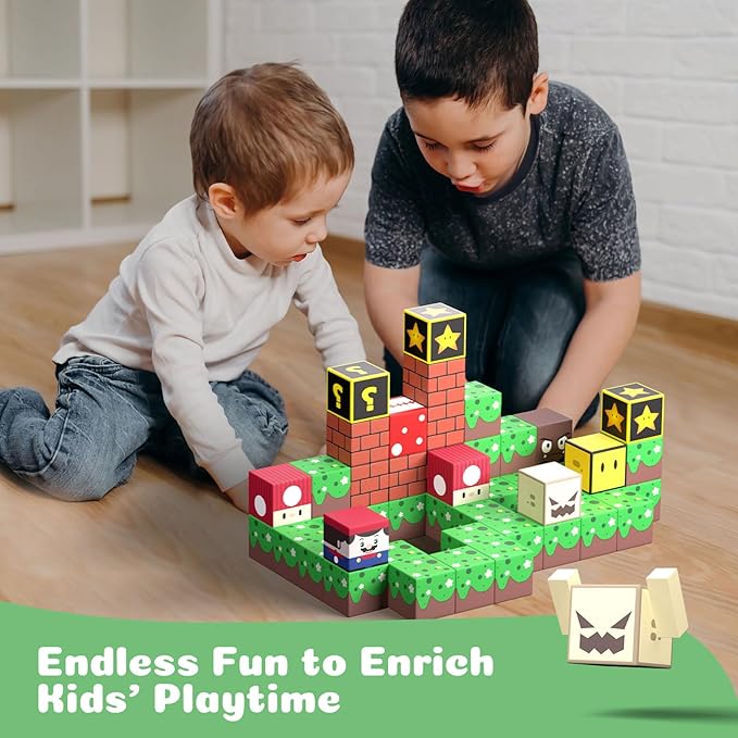 Magnetic Blocks - 48PCS The Plumber is Out - 1" Creative Magnetic Building Cubes Gift Set for Kids Ages 4-8