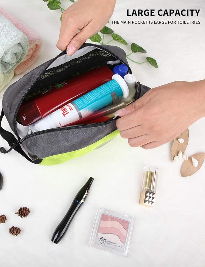 GOX Premium Toiletry Bag, Dopp Kit Case For Travel, Multifunction Organizer Pouch (Green/Grey)