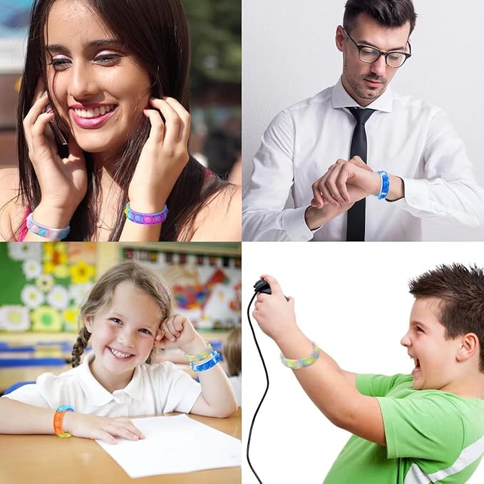 80 Pcs Random Pop Fidget Toy Fidget Bracelet, Wearable Push Poping Bubble Sensory Toys Stress Relief Finger Press Silicone Wristband for Kids and Adults ADHD ADD Autism Anxiety