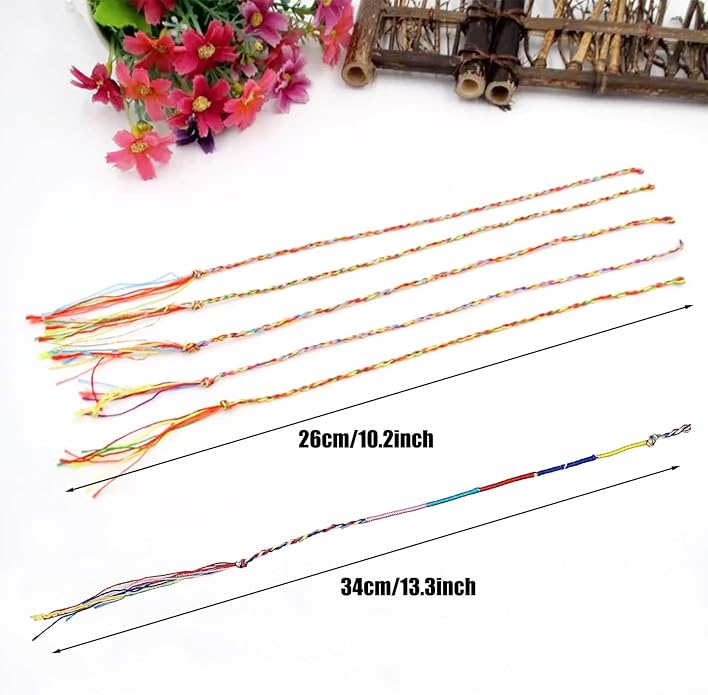 Allazone Handmade Braided Bracelets Assorted Colors Friendship Cords Thread Bracelets, Colorful String Thread Bracelets Friendship Cords Strand Bracelet for Party Favors Supplies