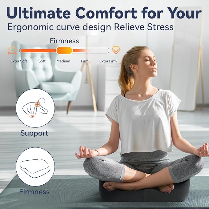 Ergonomic Memory Foam Seat Cushion for Tailbone Pain Relief –Office Chair Cushion for Coccyx, Sciatica & Pressure Relief –Large Chair Cushions for Car Seat, Wheelchair – Washable Non-Slip Cover