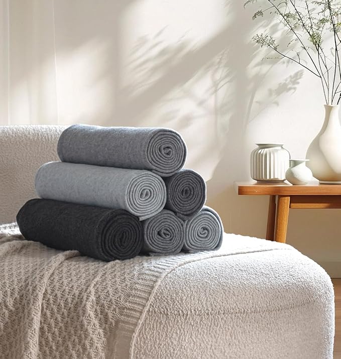 Fleece Throw Blankets Bulk Fleece Blankets Solid Wholesale Lightweight Warm Soft for Pet Bed Sofa Couch Office Wedding Gifts Travel Seasons Assorted #13 50x60 Inches Pack of 6