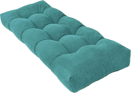 Bench Cushion 45 Inch - Chenille, High-Density Memory Foam, Non-Slip Bottom, Soft Durable Indoor Tufted Long Seat Cushion for Window Garden Furniture (Pastel Turquoise, 45x18x4 Inch)