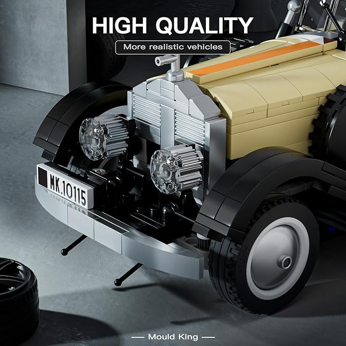 Mould King Classic Car Building Sets, 10115 Retro Car Model Build and Display, Collectible Vintage Antique Vehicle Toys, Car Kits for Adults and Boys Girls Kids Aged 14+(1380 Pieces)