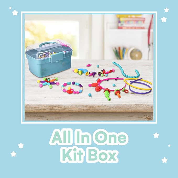 Jewelkeeper Bracelet Jewelry Making Kit for Girls - Arts and Crafts for Kids - Snap Pop Beads - Jewelry Making Kit - DIY Necklace Hairband Bracelet Ring Earring - Gifts Toy Set - Glow in The Dark