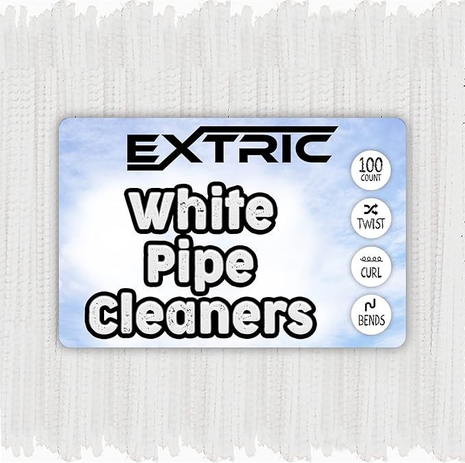 Pipe Cleaners Craft - 100 Pcs White Chenille Stems, 6mm x 12 Inch Fuzzy Sticks, Great for DIY Arts and Craft Projects and Decorations
