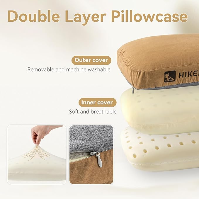 HIKEMAN Camping Memory Foam Pillow - Ultralight Travel Backpacking Ergonomic Pillow with Removable Cover,Neck Lumbar Support for Outdoor Camp,Sport,Hiking,Backpacking Sleep (Grey)