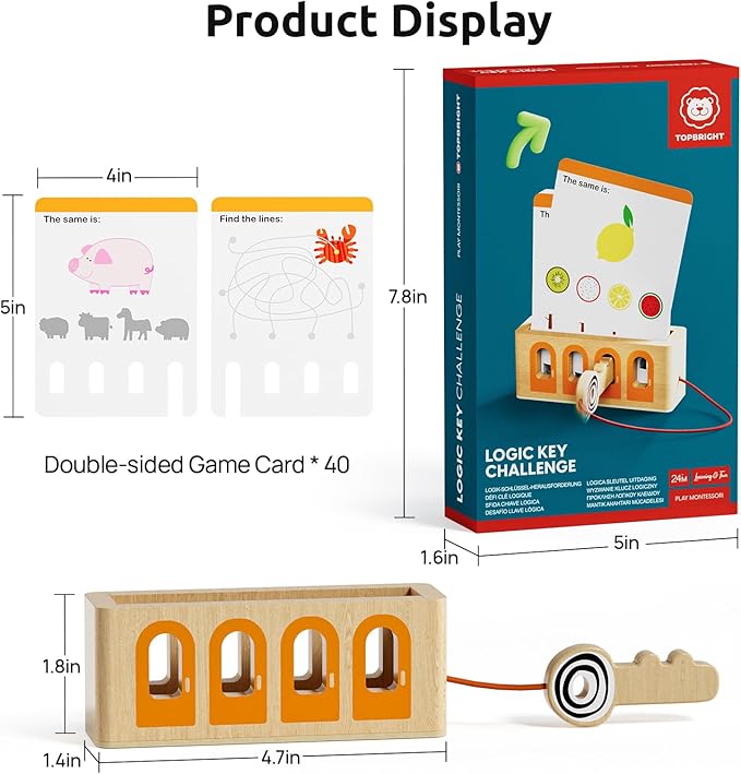 TOP BRIGHT Montessori Flash Cards for Toddlers - Numbers, Shapes & Colors, Logic Key Montessori Toys for 2 Year Old, Preschool Learning Activities for 2 3 4 Years Old