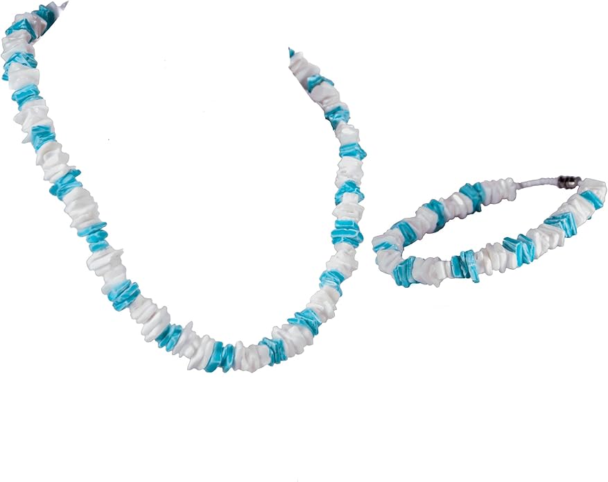BlueRica Puka Shell Chips Necklace & Anklet Set (Multi)