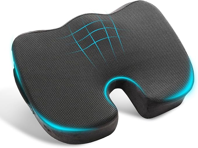 Cooling Gel Enhanced Memory Foam Orthopedic Support Cushion for Long Sitting - Back, Sciatica, Coccyx, Tailbone Pain Relief Pillow - for Office, Gaming, Car, Wheelchair