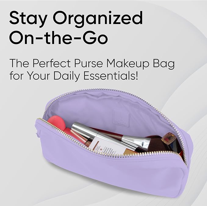 DANCOUR Nylon Makeup Bags for Women Large Preppy Travel Toiletry Pouch Cosmetic Bag Makeup Organizer