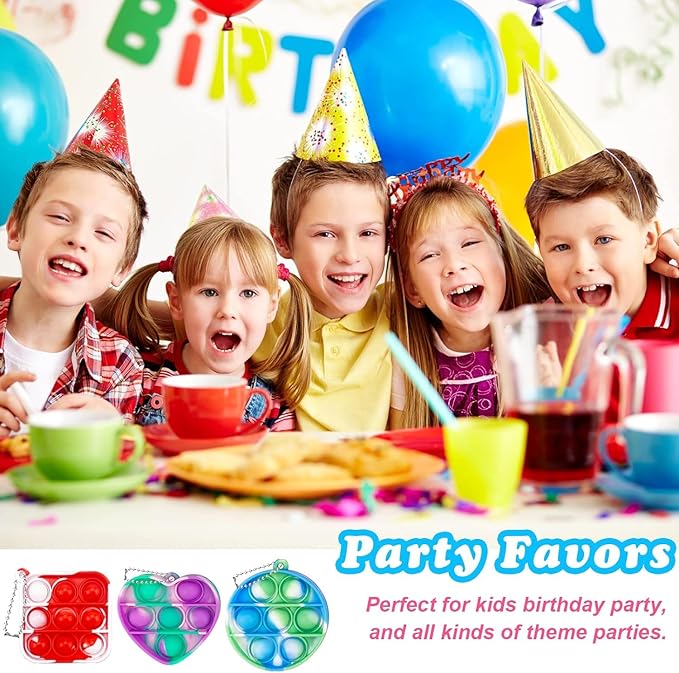 12pcs 2in Random Pop Bubble Fidget Sensory Toys, Pop Toy Bulk for Party Favor, Classroom Student Prizes Easter Basket Goodie Bag Stuffers Christmas Valentine Gift for Kid
