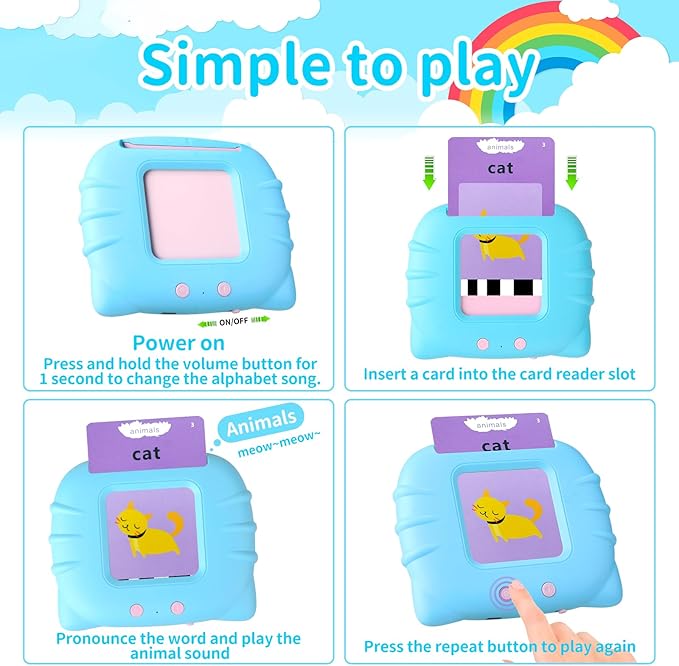 Toddler Talking Flash Cards for Kids with 224 Sight Words, Speech Therapy Autism Sensory Toys, Learning Educational Toddlers Toys for Boys and Girls Ages 1 2 3 4 5 Year Easter Basket Stuffers for Kids