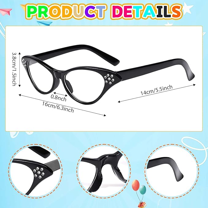 Kavoc 4Pcs Old Lady Costume Accessories Granny Grandma Dress up Eyeglasses Beaded Chain Faux Pearl Bead Necklace and Bracelet