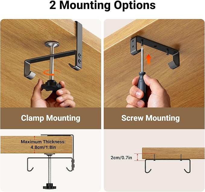 Housolution Under Desk Cable Management Tray, 36'' Longer Cord Management Under Desk, Premium Fabric Cable Storage Organizer, No Drilling Clamp/Screw Mount Cord Organization Tray for Office Home