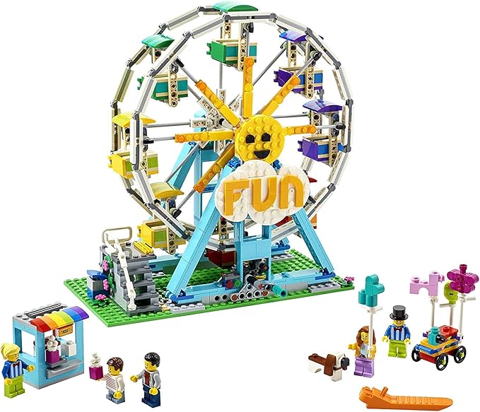 LEGO Creator 3in1 Ferris Wheel 31119 Building Kit with Rebuildable Toy Bumper Cars, Boat Swing and 5 Minifigures; New 2021 (1,002 Pieces)