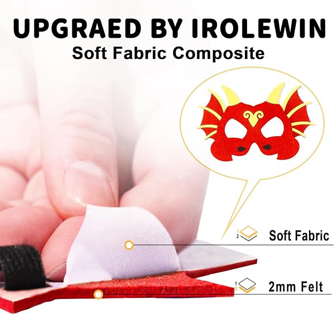 iROLEWIN Dinosaur-Costume for Kids Dragon Cape Mask as Boys Girls Dino Dress-Up Clothes for Play Toys Birthday Party Gifts