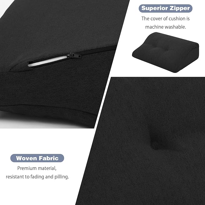 baibu Lumbar Support Pillow for Recliner, Large Memory Foam Dual-Layer Patent Design Back Support Cushion for Sofa & Gaming Chair, Ergonomic Lumbar Pillow with Machine Washable Cover, Black